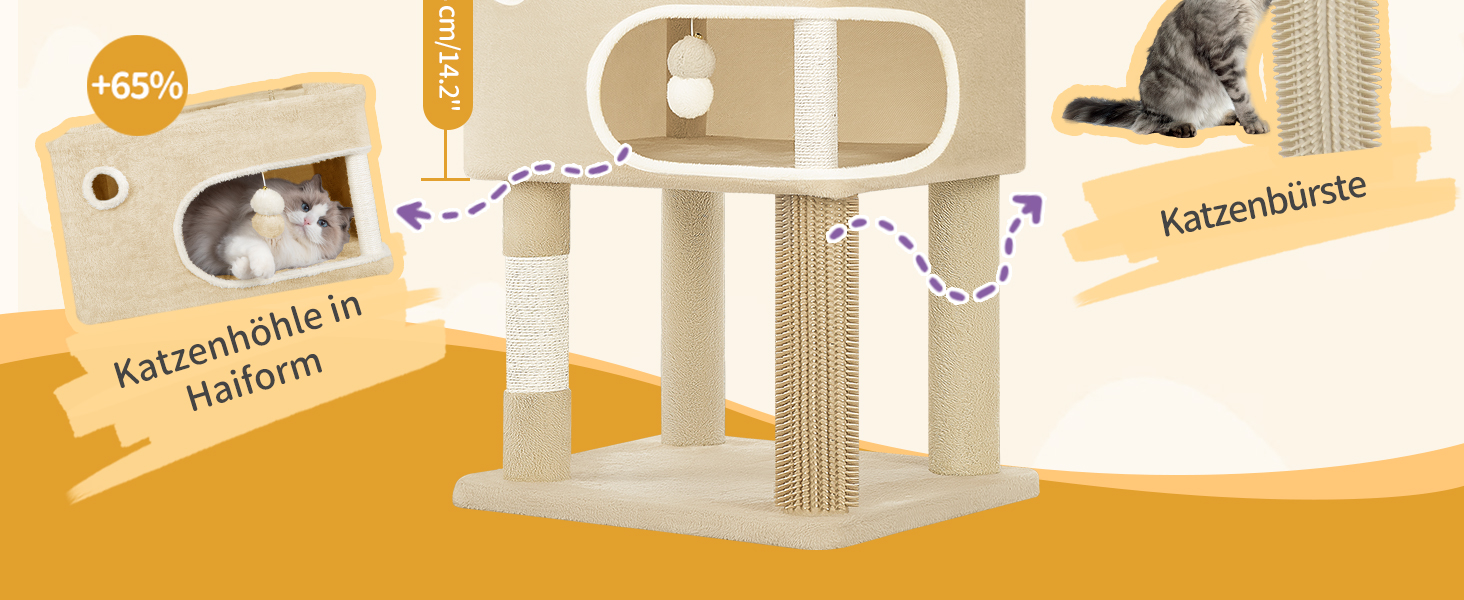 Драбина-кіготь для котів Hzuaneri MS17818SG, 178 см, XXL (60x50x203 см), бежева