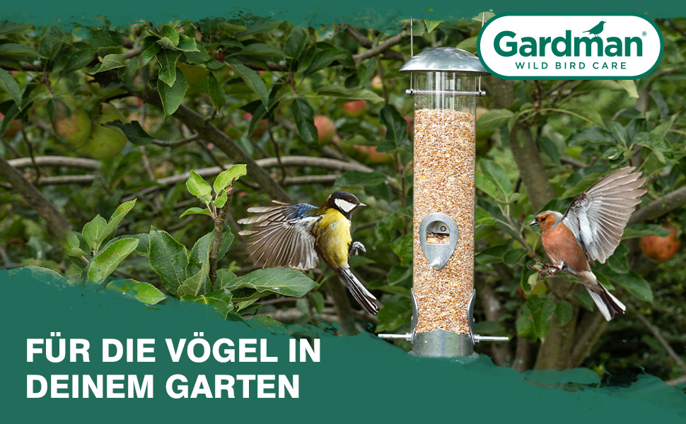 Годівниця для птахів Gardman Heavy Duty – міцна металева годівниця з 4 місцями для насіння, соняшника та горіхів