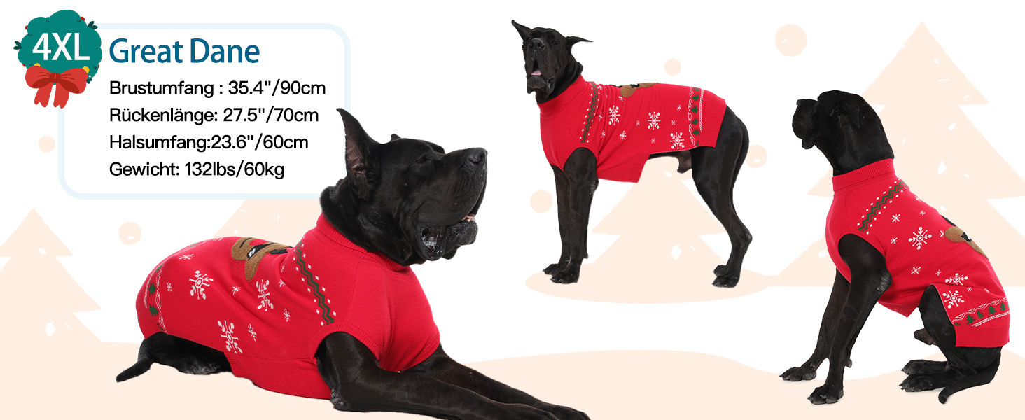 Пуловер для собак на Різдво, м'який та теплий, з відкидним коміром, для собак середнього розміру, в'язаний пуловер для осені та зими, для Французького бульдога, M (5-7 кг), червоний