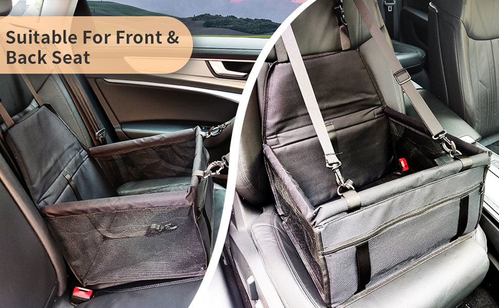 Автомобільний лежак для собак, чорний, 40x32x24 см, Oxford, дихаючий, знімний, для собак та котів