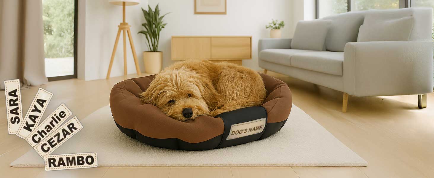 Ліжко для собак XL 115x95 см, коричневе, персоналізоване, вологостійке, миється. Для великих собак.