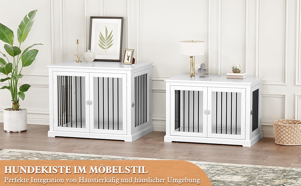 Клітка для собак HOLTICO, чорна (L) з подушкою, для дому, клітка-меблі, закривається