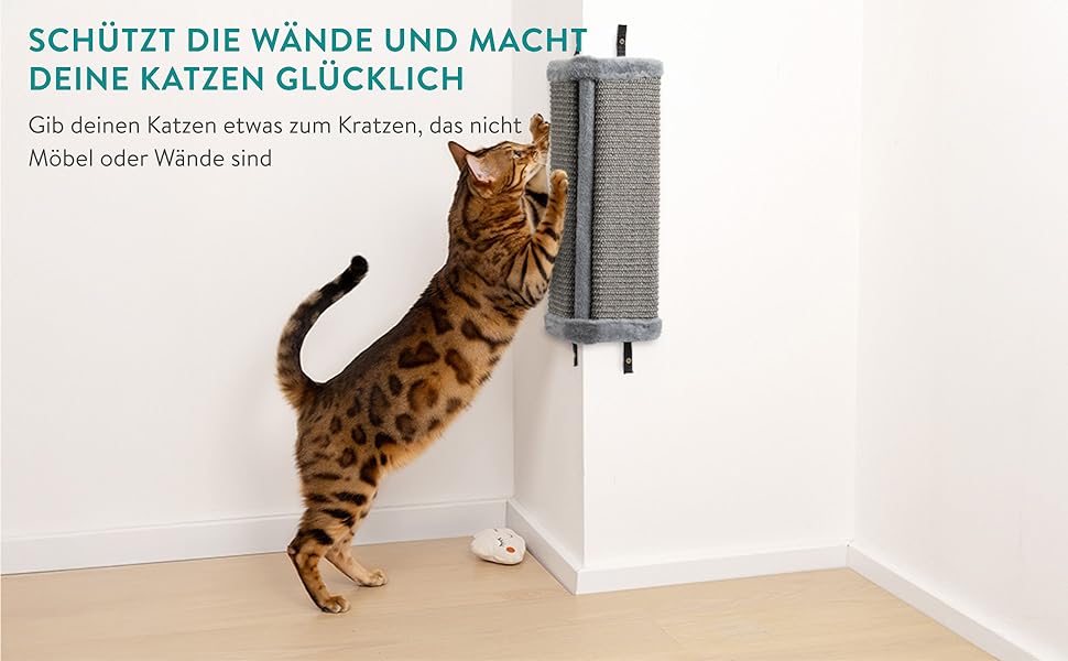 Настінне дряпачко для котів Navaris - 2 шт. дряпальні килимки, кутова стіна для котів - 43x22x2 см, кутова дряпка, кігтеточилка з сизалю (сірий)
