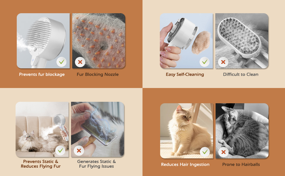 Бурштук для котів з парою 4-в-1: чищення шерсті, видалення ворсу, для собак та котів (білий)