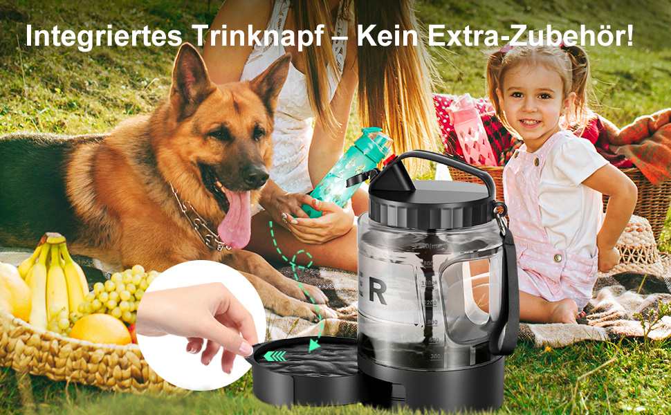 Водяна пляшка для собак Lesotc 2200 мл, велика, чорна – для подорожей та кемпінгу