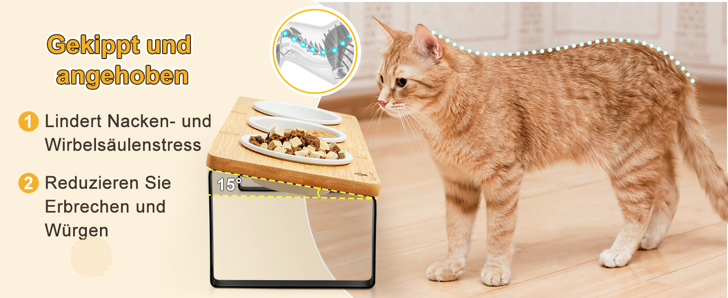 Набір мисок для котів GUUSII HOME: 6 мисок, кераміка, піднята годівниця, анти-блювотна, жовтий колір