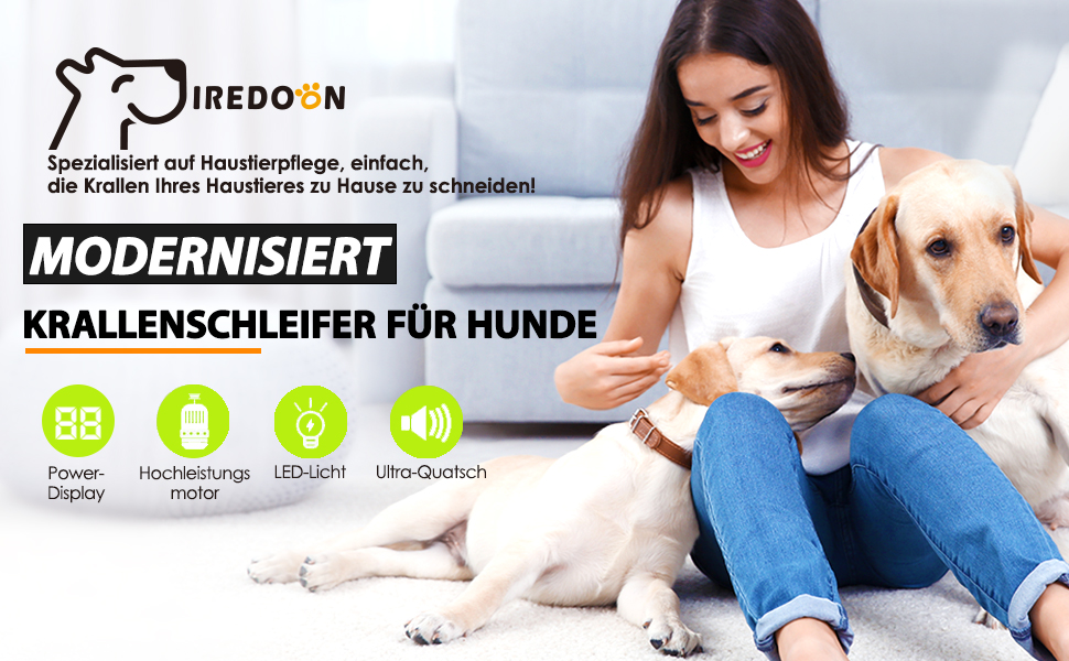 Шліфувальник для собак Profi Krallenschleifer: 3 швидкості, 4 LED-лампи, тихий, акумуляторний, для великих, середніх та маленьких собак (блакитний)