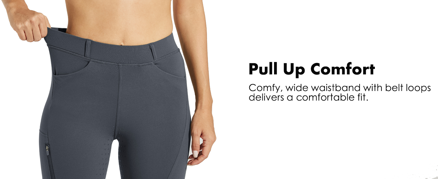 Спортивні штани для верхової їзди WILLIT жіночі зимові утеплені флісом, з силіконовим повним захопленням, термо штани з кишенями та петлями для ременя, M, темно-сірий