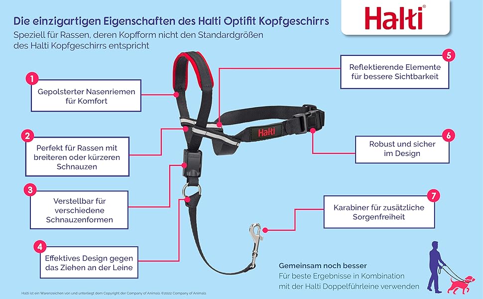 HALTI Optifit нашийник-упряж для середніх собак, анти-тяг, регульований, з м’якою накладкою на морду