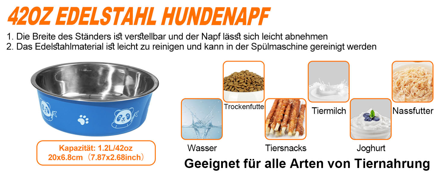 Підставка для годівлі собак, регульована висота, миска для води та корму, 3 рівні, стабільна та неслизька, для малих, середніх та великих собак (Блакитна)