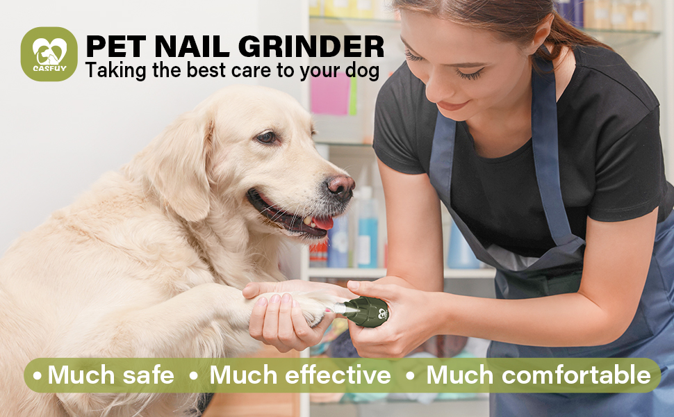 Електричний точилка для кігтів собак Casfuy 6-ступінчаста – безшумна, акумуляторна шліфувальна машинка для собак великих, середніх та маленьких порід, армійного кольору