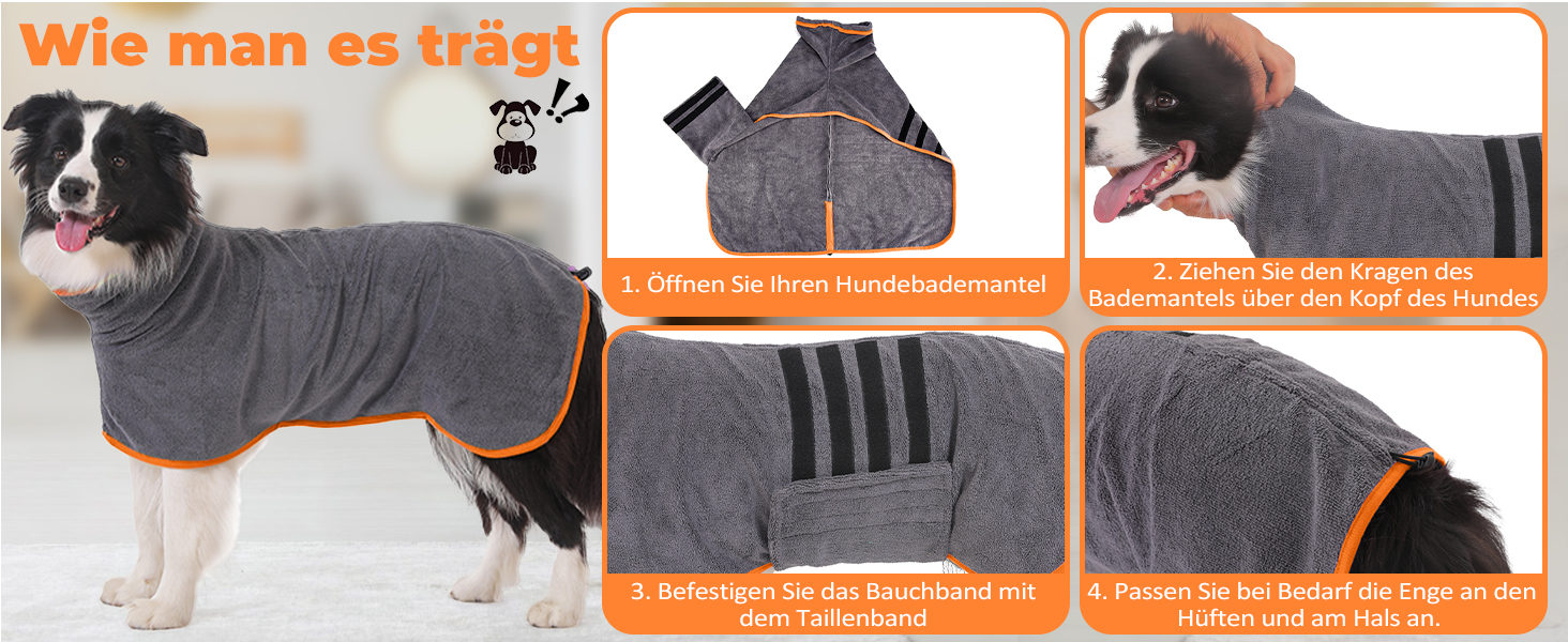 Рушник для собак та котів з мікрофібри, сірий, середній/великий розмір, швидко сохне, супер вбираючий