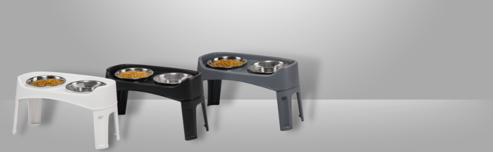 Набір з 2 підіймальних мисок для собак Iris Ohyama PEF-L, сірий, L29 x B57 x H31 см