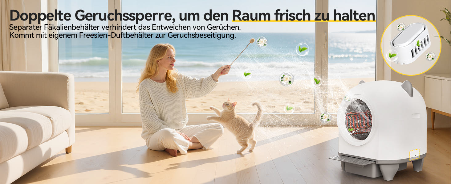 Автоматичний лоток для котів Katzenklo Selbstreinigend 90L з APP та 6-рівневою системою контролю запаху, для кількох котів