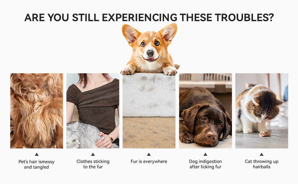 Щітка для котів Aumuca з кнопкою випуску шерсті, довговічна, для короткої та довгої шерсті, видаляє відмерле волосся та масажує (коричнева)