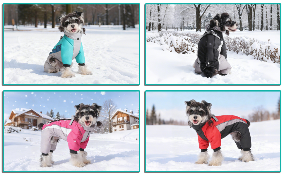 Зимовий теплий куртка для собак, водонепроникний комбінезон на 4 лапи з D-початком та світловідбиваючими смугами (Чорний/Сірий, M)