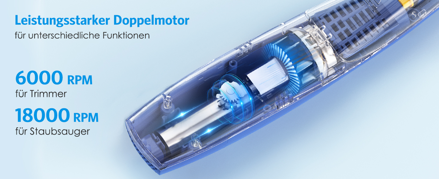 Триммер для собак Brifit з функцією всмоктування волосся, 2 швидкості, тиха машинка, USB-зарядка, для догляду за лапами, вухами, очима, обличчям, без розлітання волосся, блакитний