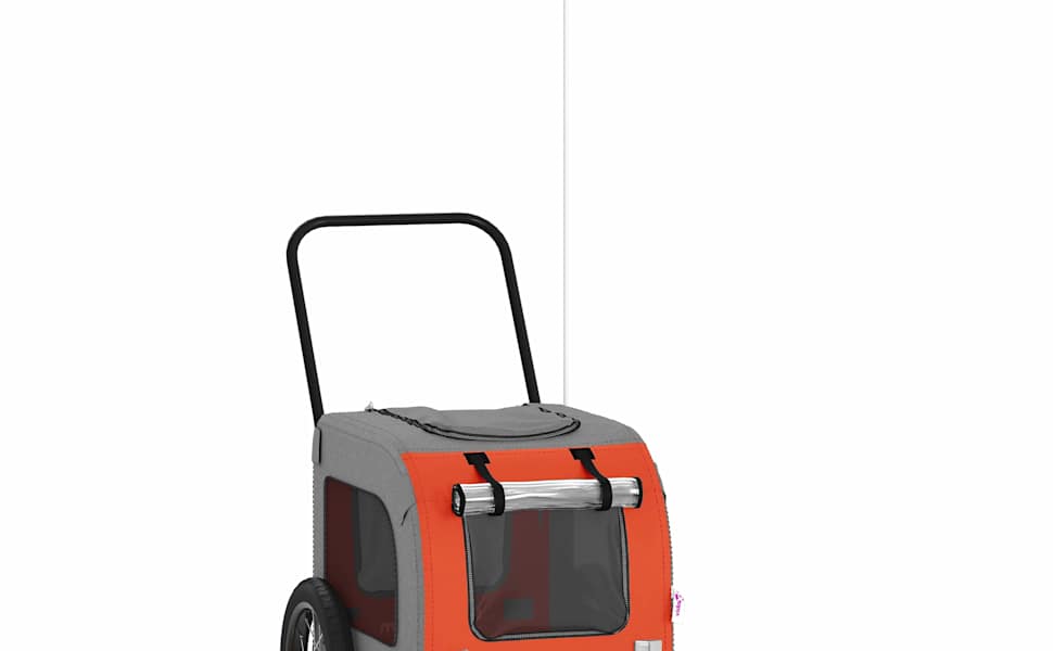 Причіп для собак VidaXL, 45 кг, Оксфордська тканина, з прапорцем та відбивачами (Оранжевий, 125 x 53 x 54 см)