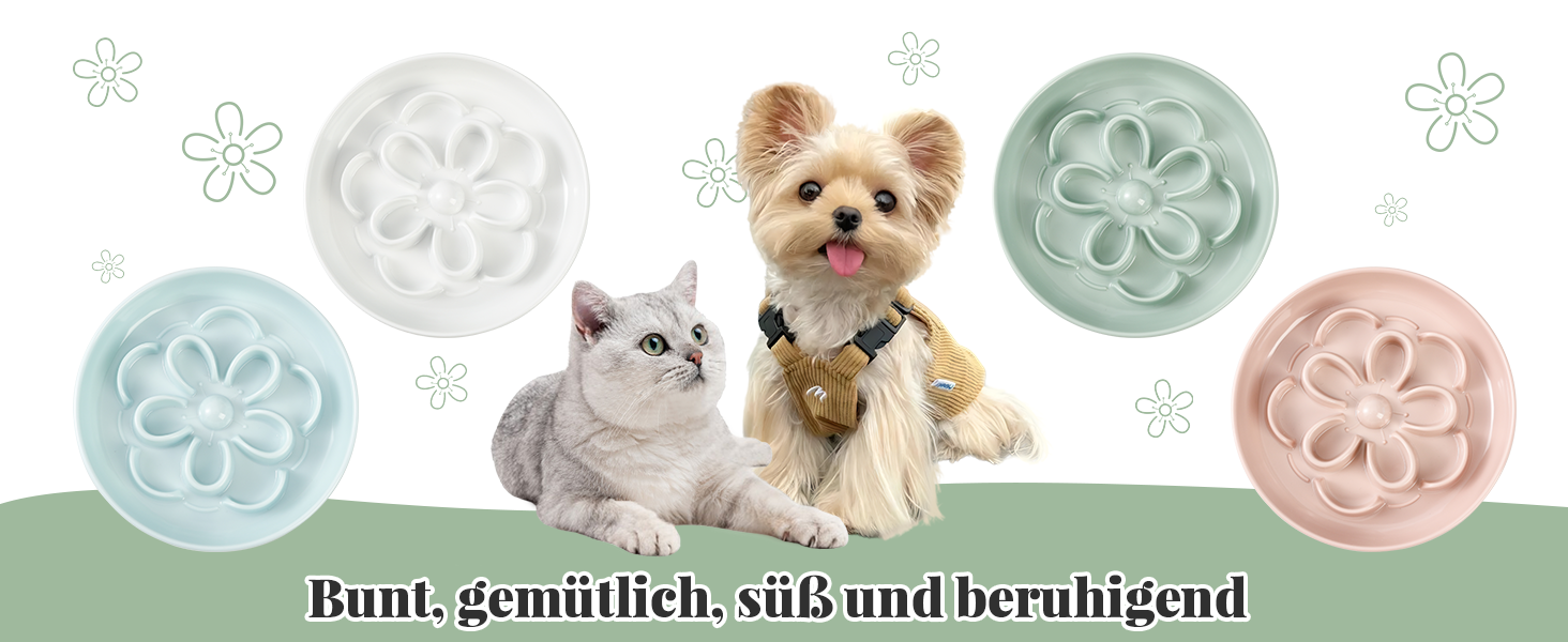 Набір мисок протиковтання для котів та маленьких собак 3 шт. - Миски з лабіринтною конструкцією, зелені, блакитні, рожеві