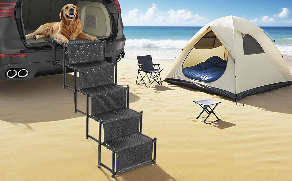 Сходинка для собак OUUTMEE 4-ступінчаста, складана, для автомобілів та SUV, до 80 кг