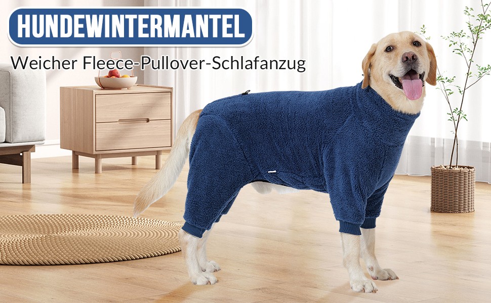 Теплий зимовий костюм для собак SlowTon: флісовий комбінезон-одяг для маленьких та середніх собак, XXXL, блакитний