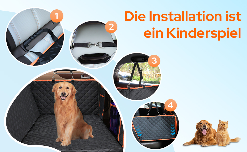 Захист для заднього сидіння автомобіля для собак: водовідштовхуючий килимок, універсальний для всіх авто, SUV та багажника, з металевим кліпом