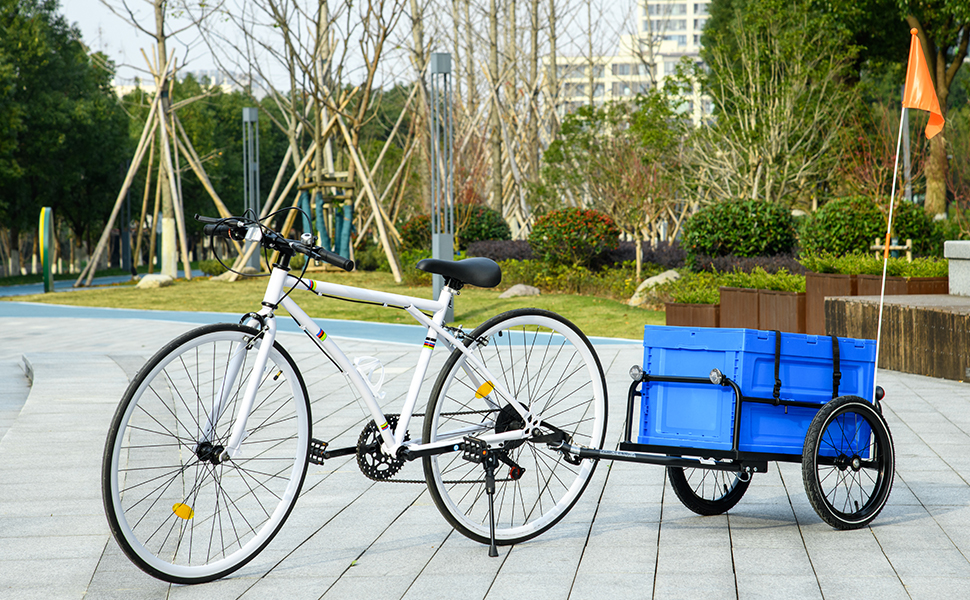 Причіп для велосипеда HOMCOM 65 л, блакитний, вантажопідйомність 40 кг