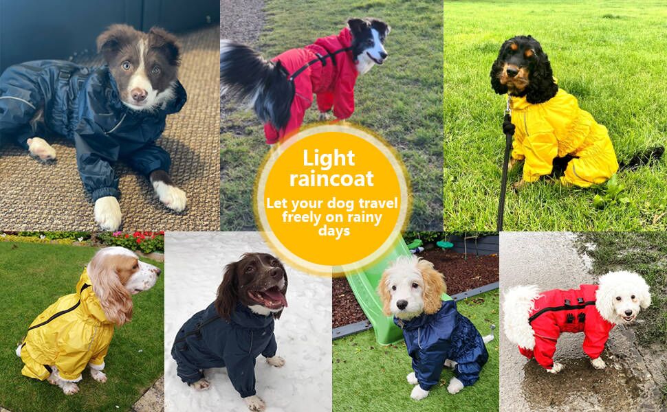 Дощовик для собак на 4 лапи, комплект куртка та штани, з отвором для шлейки, світловідбиваючий, водонепроникний, для великих, середніх та маленьких собак, Navy Blue, XXXL