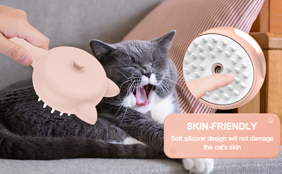Кам'як для вичісування котів, щітка для грумінгу котів, видалення ковтунів та бруду, рожевий колір