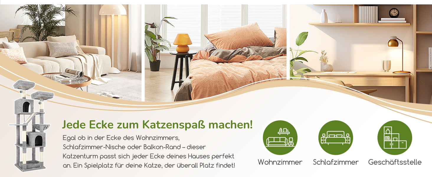 Комплекс для котів Globlazer з будиночками, лежаками та когтеточками, 189 см, сірий (XXL)