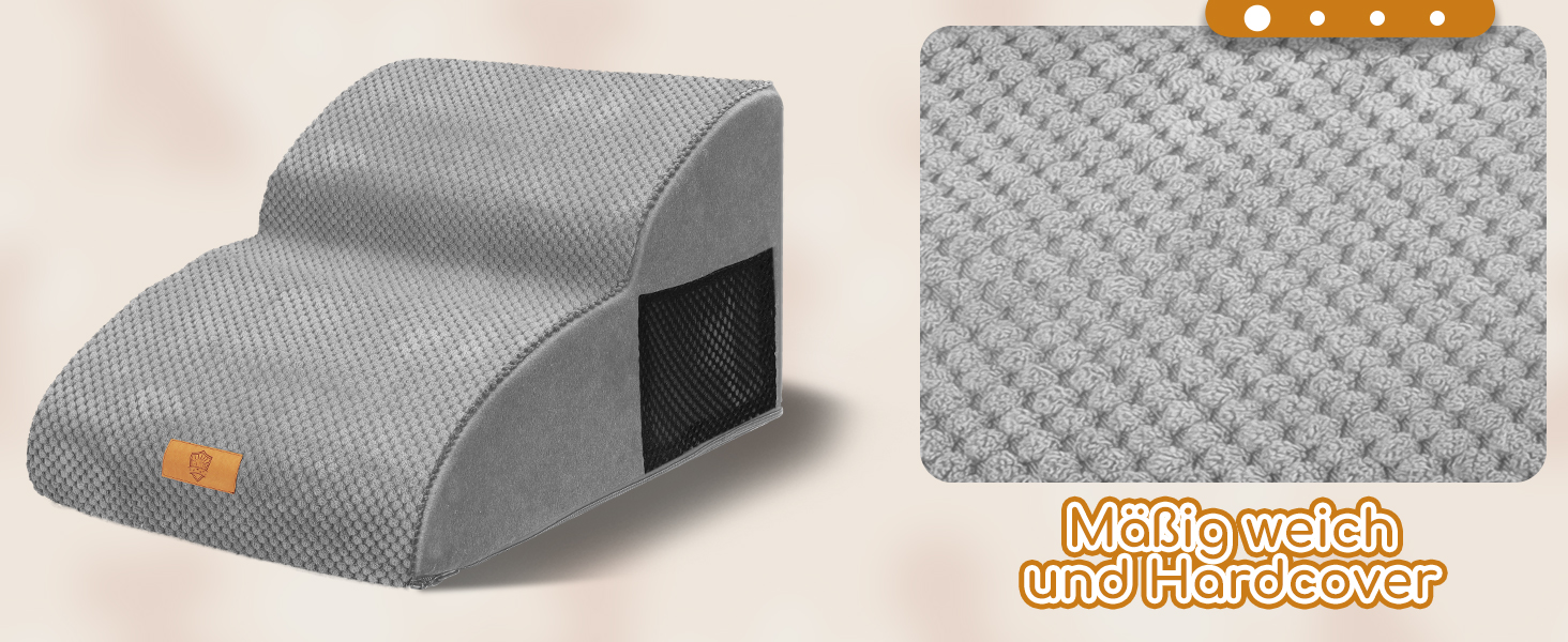 Сходинка для собак маленьких порід, водовідштовхувальна, 3 сходинки, з високощільнісного губки, знімна, для софи та ліжка, сіра