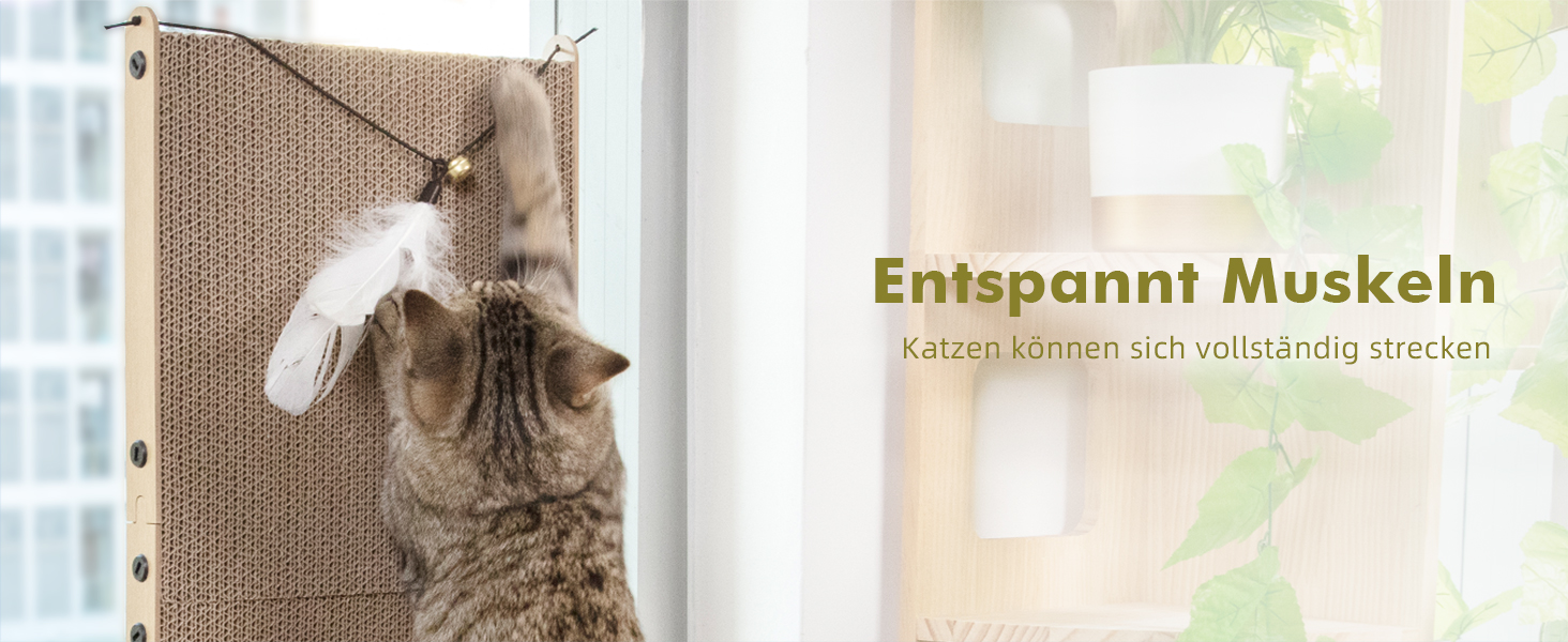 Котячий когтетоп з картону Mora Pets: великий, L-подібний, з іграшкою, 59 см