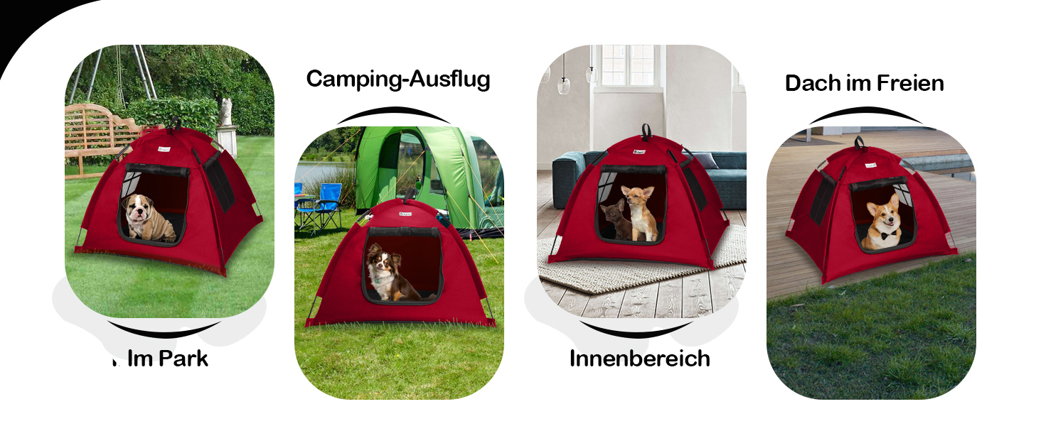 Зручне ліжко-будиночок для собак та котів Babyezz, Tipi, червоний, S