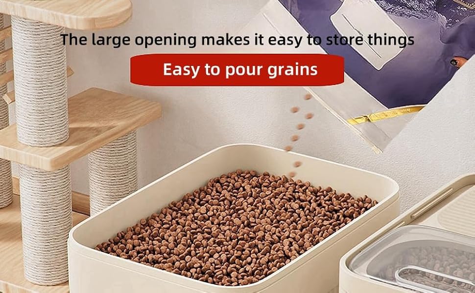 Герметичний контейнер для зберігання корму для тварин (до 13,6 кг), для собак, котів та іншого корму, з мірним стаканчиком, білий