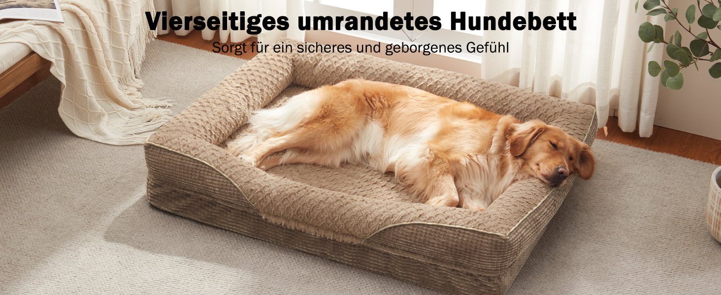 Ортопедичне ліжко для собак середніх та великих порід FURTIME, 89x64x18 см, сірий колір. Знімний та миючий кошик для собак з Memory Foam, з високим бортиком та антиковзким покриттям.