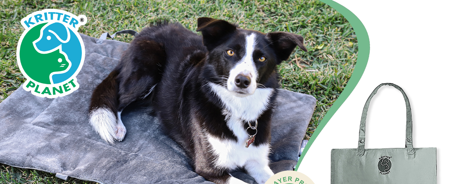 Водонепроникний килимок для котів та собак Kritter Planet, складаний, миючий, 80 x 60 см, чорний