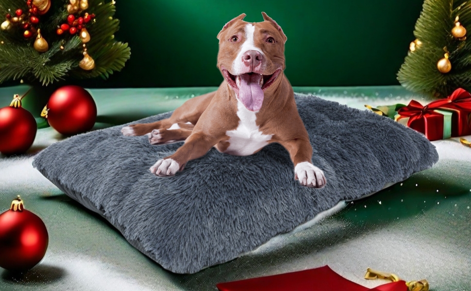 М'яке собаче ліжко для великих та середніх собак, плюшеве крісло-подушка для собак, товсті собачі матраци з неслизьким дном, пухнасте ліжко для домашніх тварин, можна прати та заспокоює (сірий, 80x118 см)