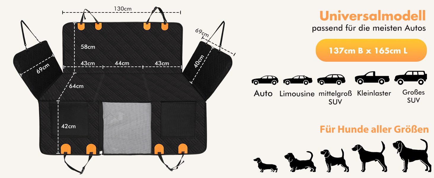 Захисний килимок на заднє сидіння автомобіля для собак, водовідштовхуючий, антикіготок, з жорстким каркасом, для авто, SUV, вантажівки