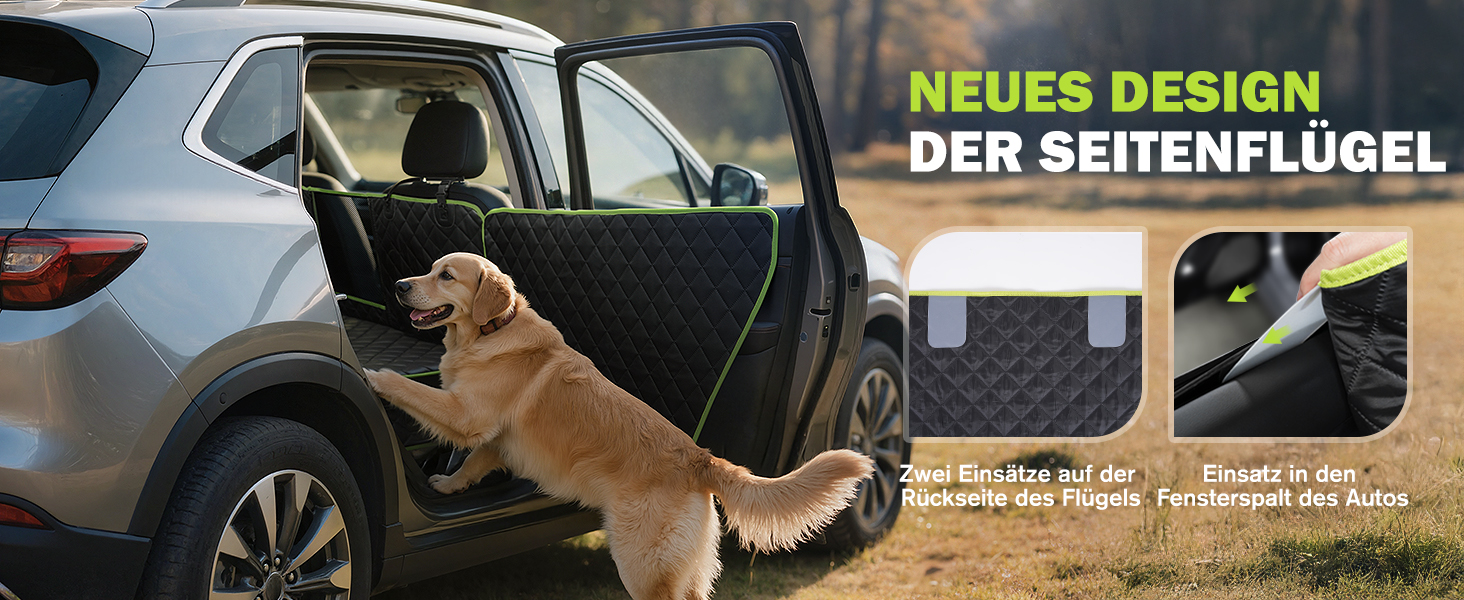 Плед для собак у машину Pecute з жорсткою основою, 136x60 см, захист сидіння, водовідштовхуючий, анти-царапин, для собак до 150 кг, чорний з зеленим кантом