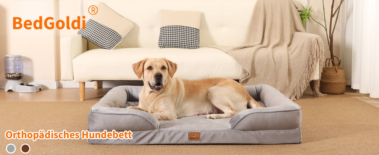 Ортопедичний лежак для собак великих порід, ергономічний диван з піною у формі яйця, водовідштовхуючий та неслизький лежак для собак 89x63 см, світло-сірий (Світло-сірий, Д 106 x Ш 81 x В 17 см)