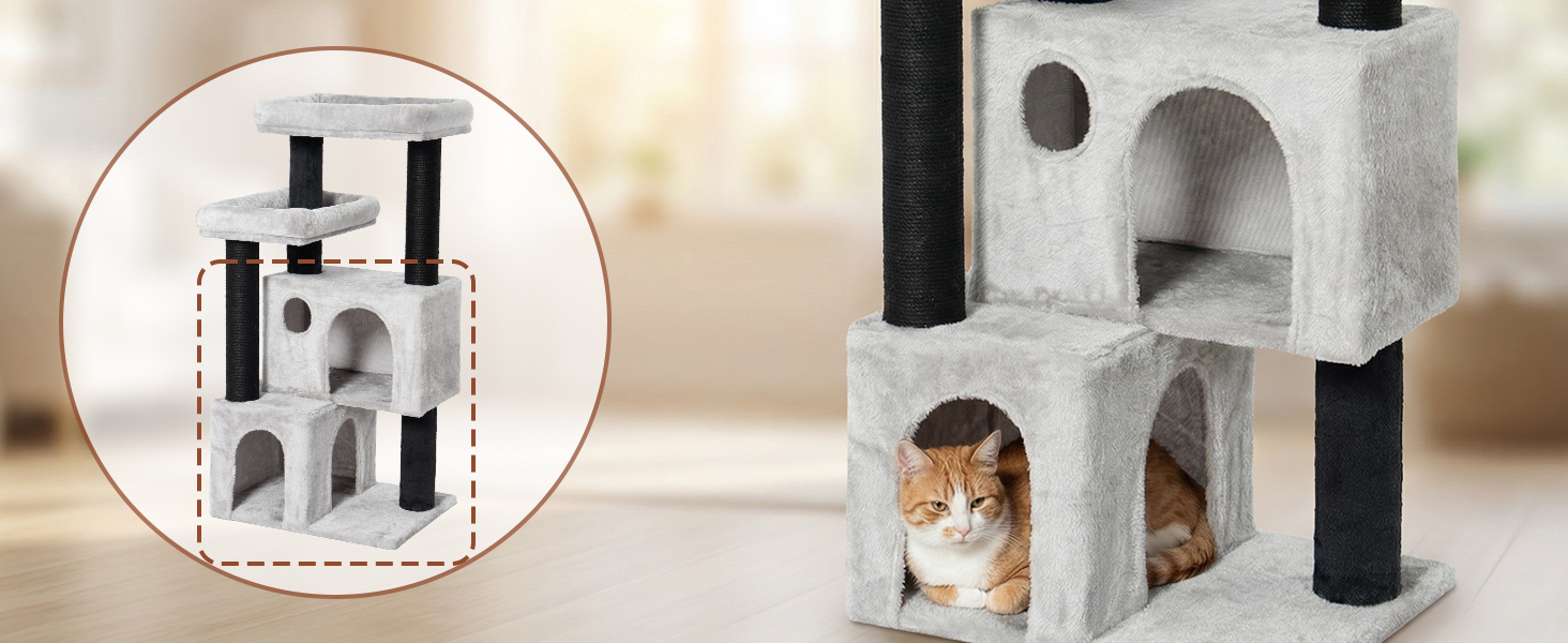 Великий котячий комплекс Kratzbaum 164 см для великих котів, з 11 см товстими стовпами, гамаком, плюшевими платформами та ховалькою