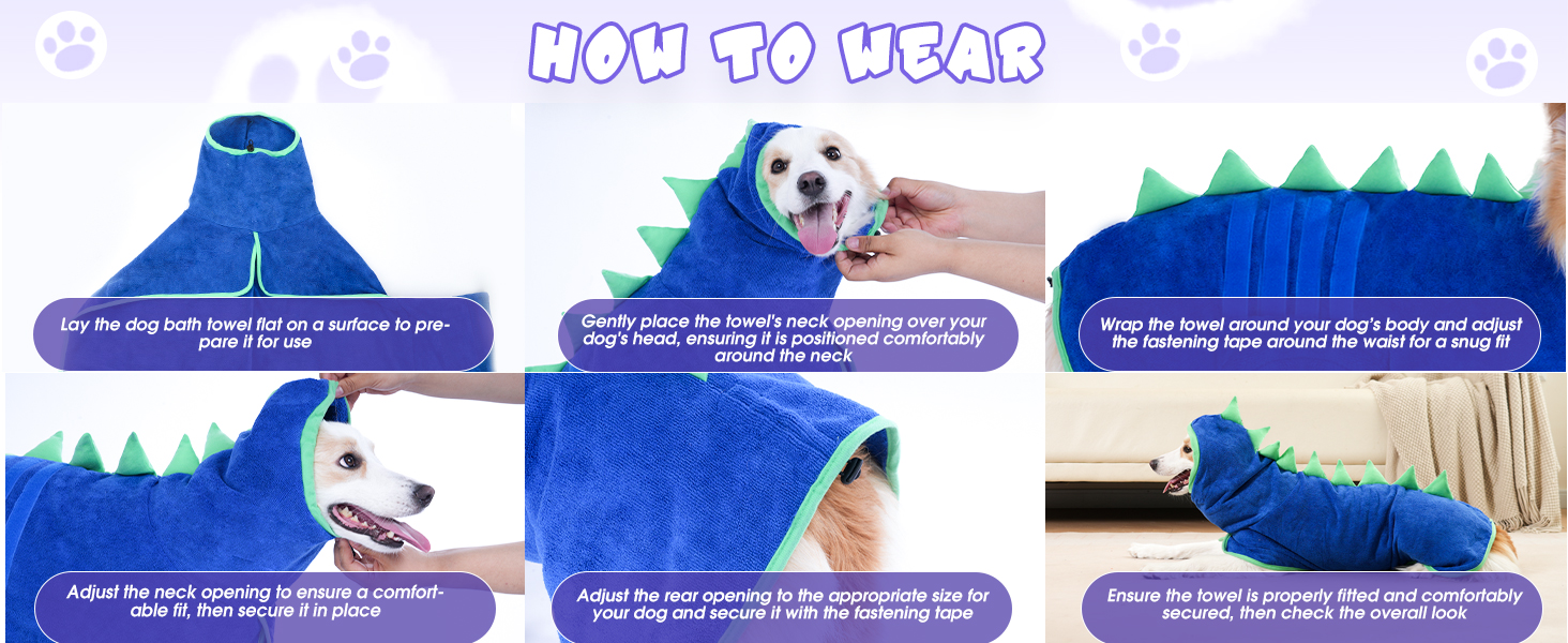 Рушник для собак з мікрофібри, швидковисихаючий, регульований, надпоглинутий, для середніх та великих собак, легко одягається (Сіро-зелений, XXL)