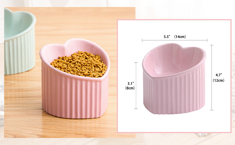 Підвищена годівниця для котів, керамічна - годівниця для котів з нахилом, анти-блювотний набір, миється в посудомийній машині та підходить для мікрохвильовки, 180 г, зелений (рожевий)