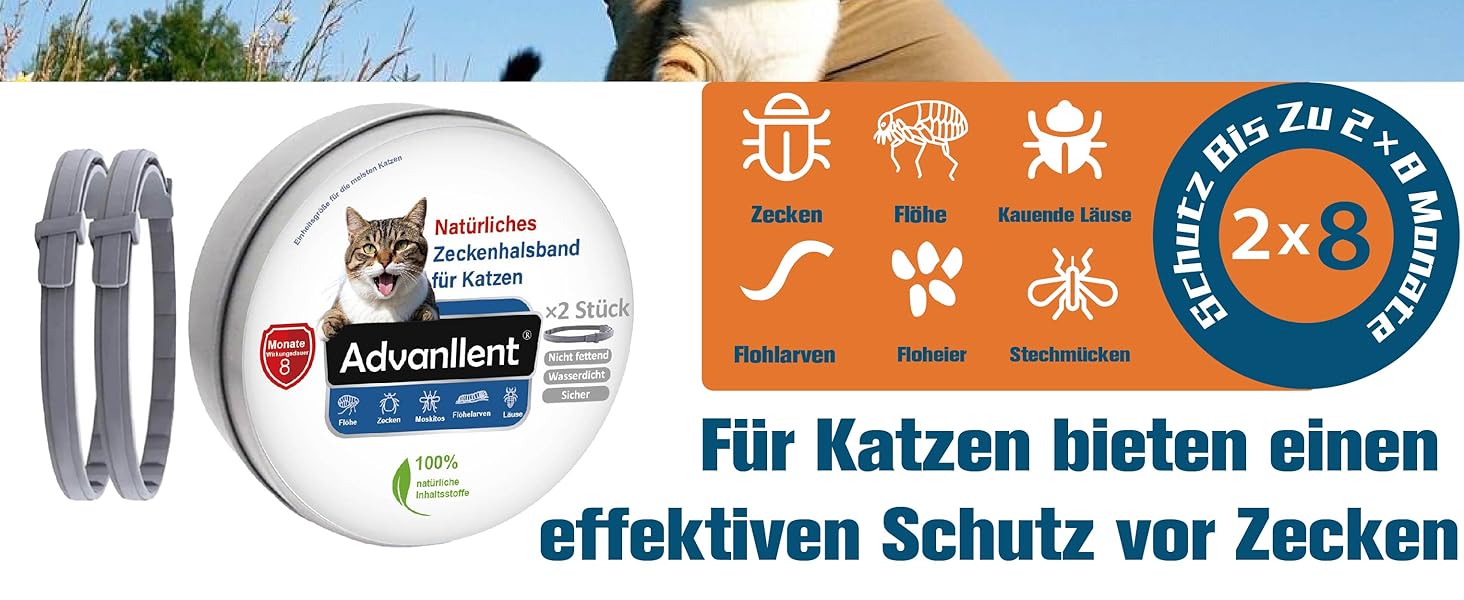 Захисний нашийник від бліх та кліщів для котів Advanllent, від 12 тижнів