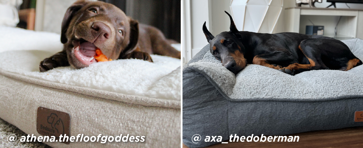 Крісло-лежанка для собак BEDSURE великих порід - 89x63 см, товста підстилка, водонепроникний чохол, антиковзаюча поверхня, м'який плюш Sherpa, темно-сірий колір