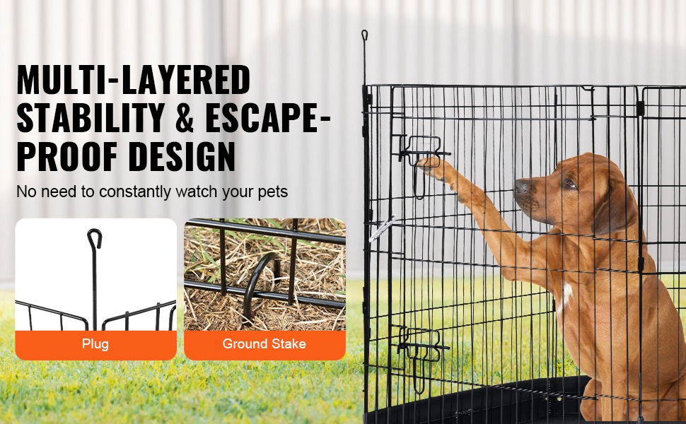 Лягувачка для собак VEVOR, 8 панелей, 76 см x 61 см, металева, складна, з дверцятами та килимком, для собак, котів та інших дрібних тварин