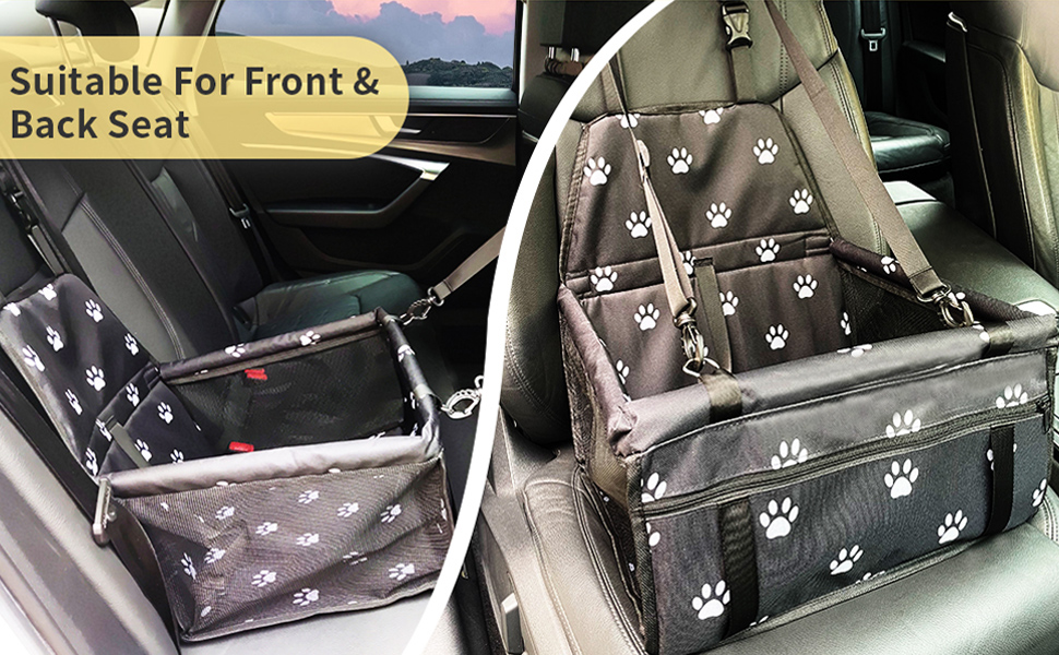 Автомобільний лежак для собак, Oxford, дихаючий, миючий, складаний, 40x32x24 см, з принтом лапки