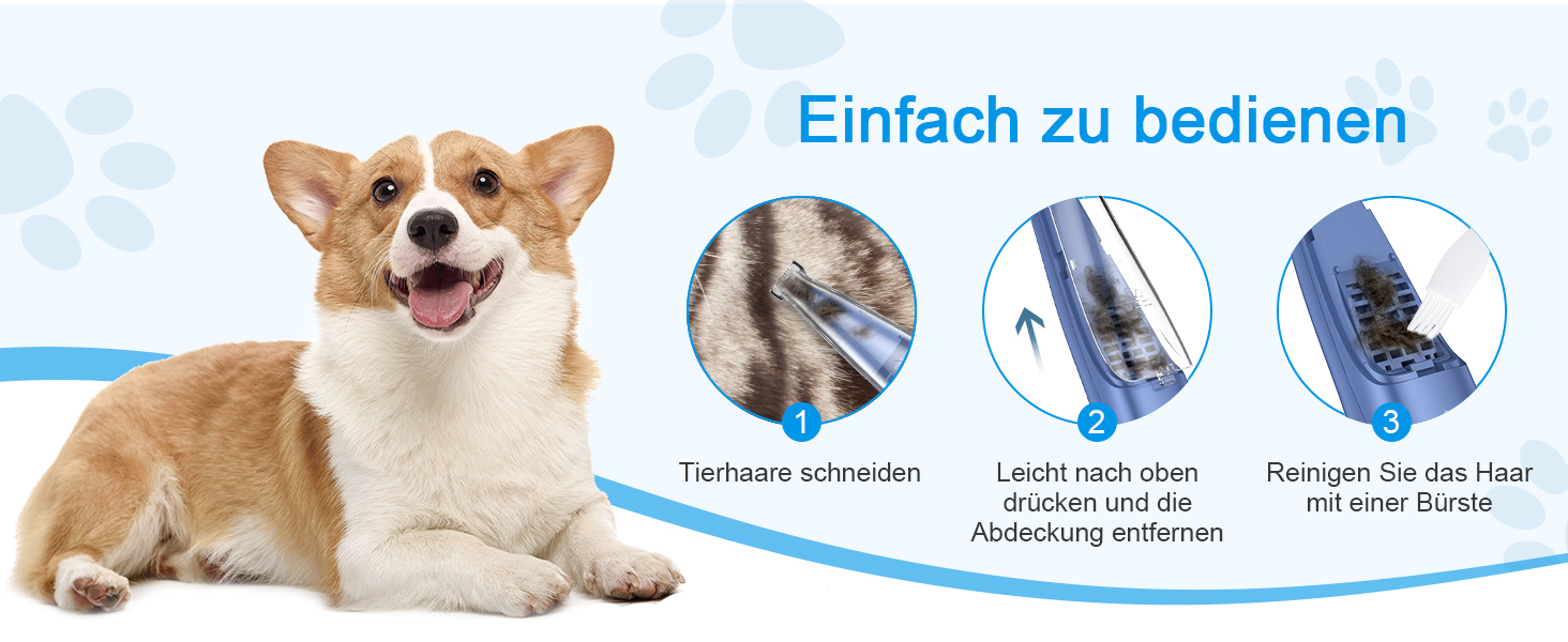 Триммер для собак та котів 2-в-1 з пилососом Brifit, USB, для догляду за лапами, вухами, очима та обличчям