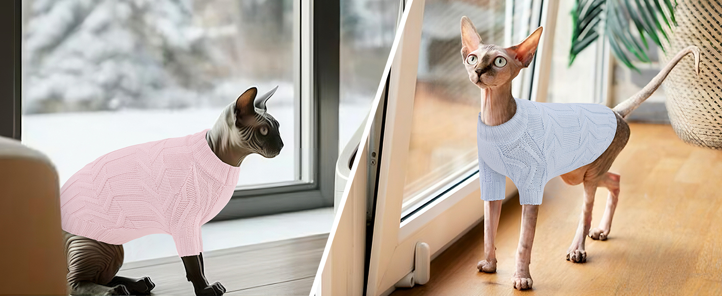 Теплий зимовий пуловер для котів та маленьких собак, рожевий, розмір M