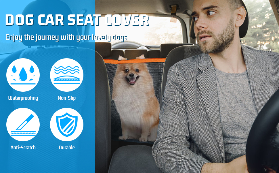 Захисний килимок для собак у машину Amexo, 137x147 см, чорний. Захист заднього сидіння, водовідштовхувальний, стійкий до подряпин, з віконцем.